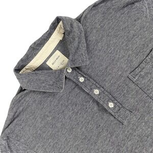 Billy Reid Polo Shirt Mens XL Gray Textured Stripe Short Sleeve Pocket‎ Casual
